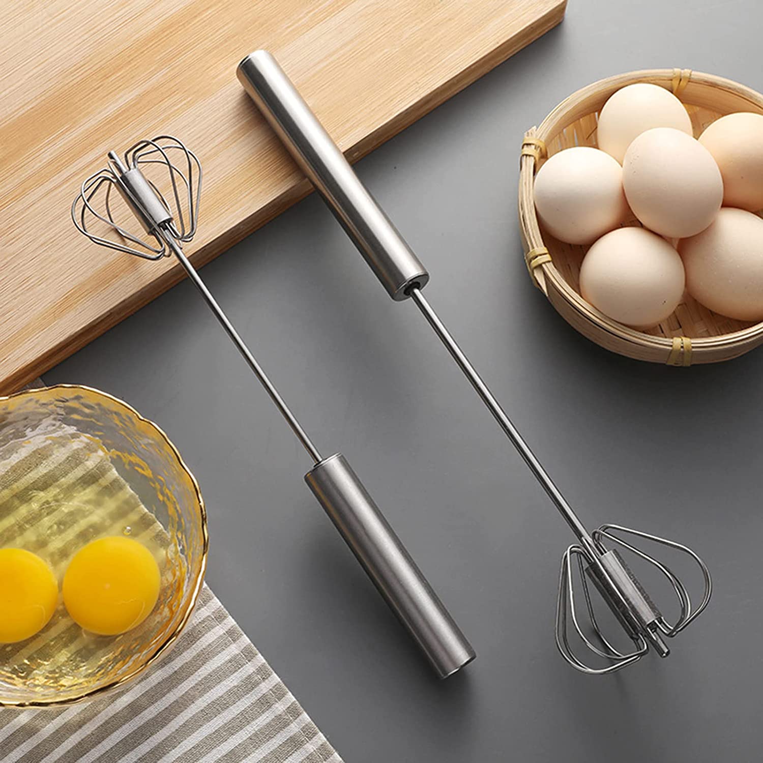 Manual Semi Automatic Whisk Egg Beater Mixer Stainless Steel